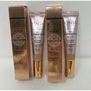 2 YENSA BC Foundation Color Tan Warm  BB + CC Full Coverage 1.08fl oz Ea. #A4